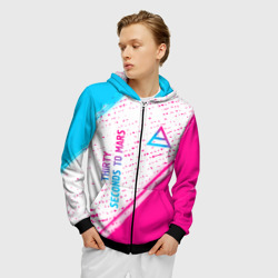 Мужская толстовка 3D на молнии Thirty Seconds to Mars neon gradient style вертикально - фото 2