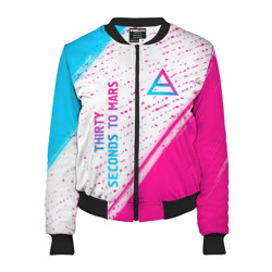 Женский бомбер 3D Thirty Seconds to Mars neon gradient style вертикально