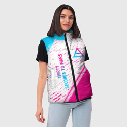 Женский жилет утепленный 3D Thirty Seconds to Mars neon gradient style вертикально - фото 2