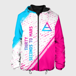 Мужская куртка 3D Thirty Seconds to Mars neon gradient style вертикально