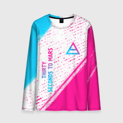 Мужской лонгслив 3D Thirty Seconds to Mars neon gradient style вертикально