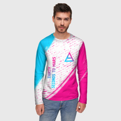 Мужской лонгслив 3D Thirty Seconds to Mars neon gradient style вертикально - фото 2