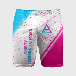 Мужские шорты спортивные Thirty Seconds to Mars neon gradient style вертикально