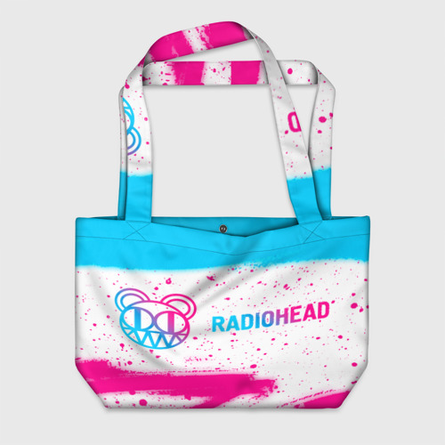 Пляжная сумка 3D Radiohead neon gradient style по-горизонтали