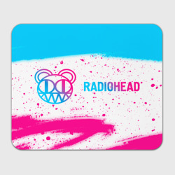 Прямоугольный коврик для мышки Radiohead neon gradient style по-горизонтали