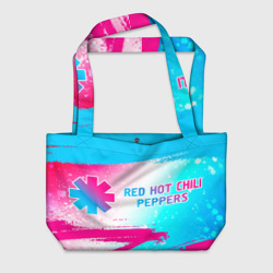 Пляжная сумка 3D Red Hot Chili Peppers neon gradient style по-горизонтали