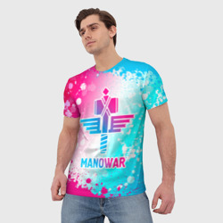 Мужская футболка 3D Manowar neon gradient style - фото 2