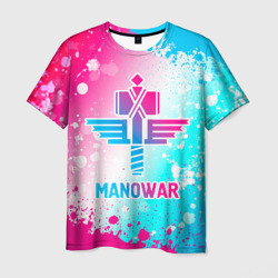 Мужская футболка 3D Manowar neon gradient style