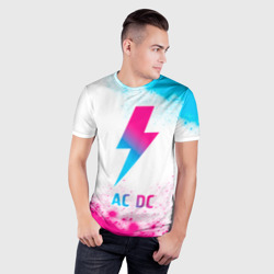 Мужская футболка 3D Slim AC DC neon gradient style - фото 2
