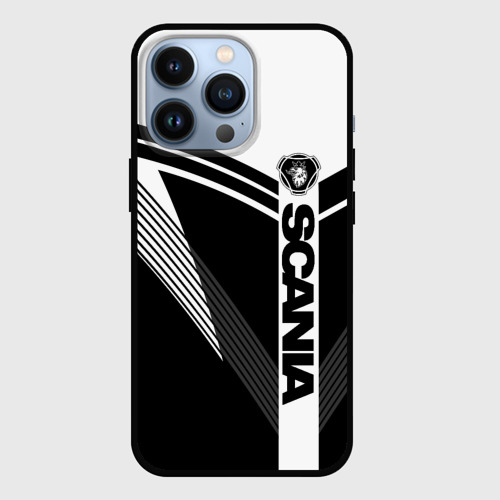 Чехол для iPhone 13 Pro Scania логотип на абстрактном фоне