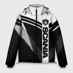 Мужская зимняя куртка 3D Scania логотип на абстрактном фоне
