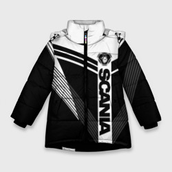 Зимняя куртка для девочек 3D Scania логотип на абстрактном фоне