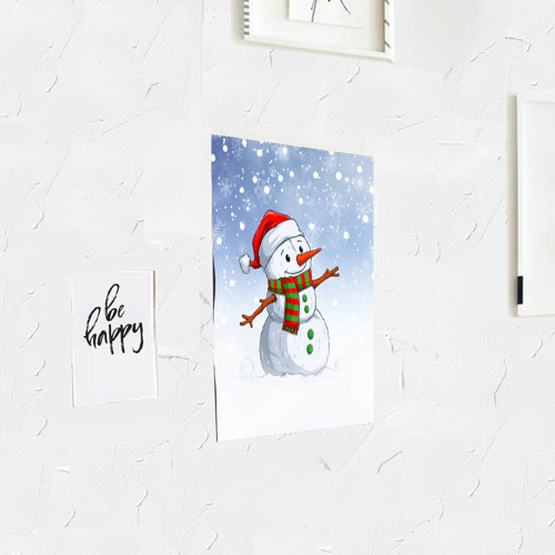Постер Весёлый снеговик в колпаке - фото 3