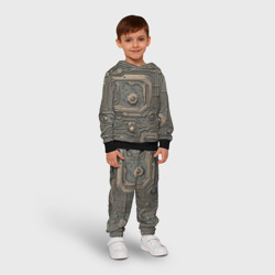 Детский костюм с толстовкой 3D Металлическая ржавая обшивка с микросхемами и гайками - фото 2