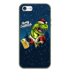 Чехол для iPhone 5/5S матовый Пивозавр Санта