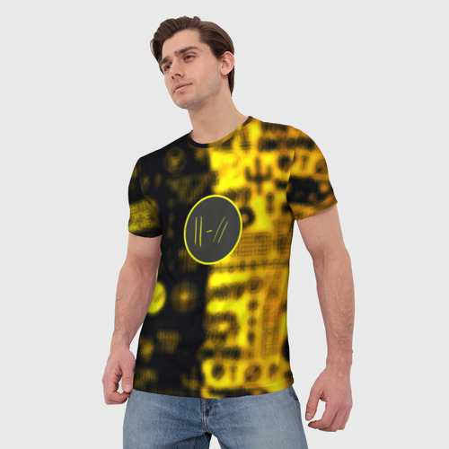Мужская футболка 3D Twenty one pilots yellow music, цвет 3D печать - фото 3