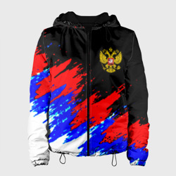 Женская куртка 3D Россия триколор герб краски