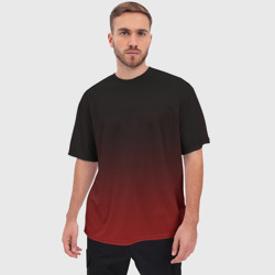 Мужская футболка oversize 3D Градиент от тёмного до тёмно красного  - фото 2