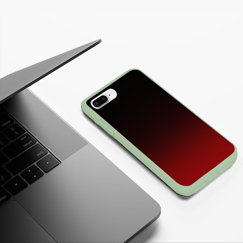 Чехол для iPhone 7Plus/8 Plus матовый Градиент от тёмного до тёмно красного , цвет салатовый - фото 5