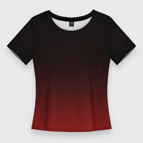Женская приталенная футболка с принтом Градиент от тёмного до тёмно красного, вид спереди №1