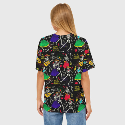 Женская футболка oversize 3D Dia de los muertos pattern fiesta, цвет 3D печать - фото 4