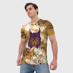 Мужская футболка 3D Рысь золотая - фото 2