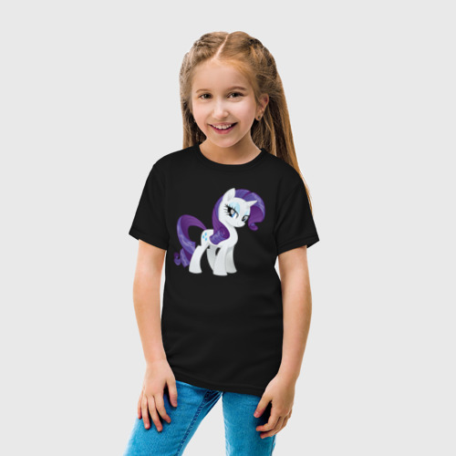 Детская футболка хлопок с принтом Рарити из My Little Pony в кино, вид сбоку #3