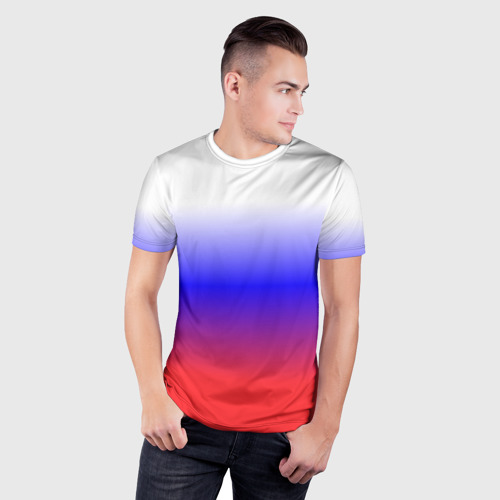 Мужская футболка 3D Slim с принтом Фраг России градиент, фото на моделе #1