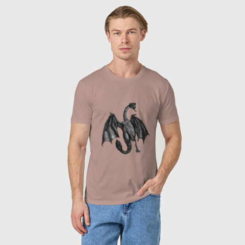 Мужская футболка хлопок с принтом Demon swan, фото на моделе #1