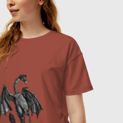 Женская футболка хлопок Oversize Demon swan - фото 2