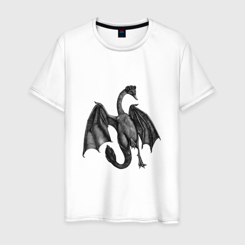 Мужская футболка из хлопка с принтом Demon swan, вид спереди №1