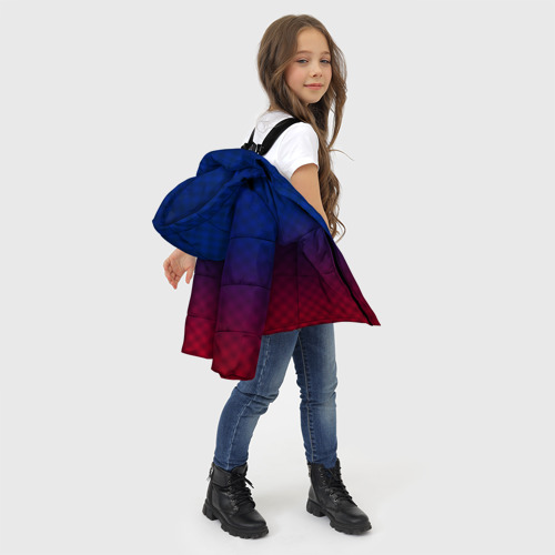 Зимняя куртка для девочек 3D с принтом Chevrolet carbon gradient, фото #4