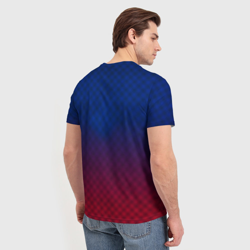 Мужская футболка 3D с принтом Chevrolet carbon gradient, вид сзади #2