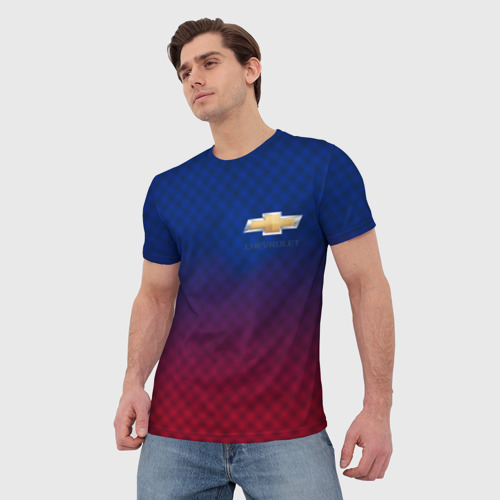 Мужская футболка 3D с принтом Chevrolet carbon gradient, фото на моделе #1