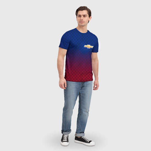 Мужская футболка 3D с принтом Chevrolet carbon gradient, вид сбоку #3