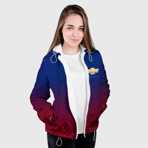 Женская куртка 3D с принтом Chevrolet carbon gradient, вид сбоку #3