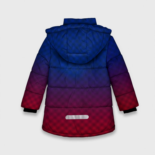 Зимняя куртка для девочек 3D с принтом Chevrolet carbon gradient, вид сзади #1