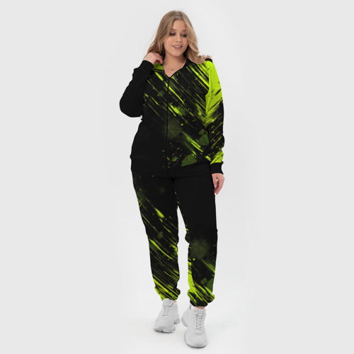 Женский костюм 3D Зеленая краска на черном фоне, цвет черный - фото 5
