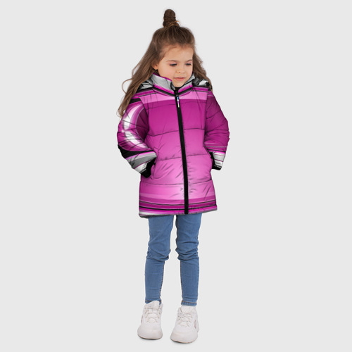 Зимняя куртка для девочек 3D с принтом Розовый выпуклый фон, вид сбоку #3
