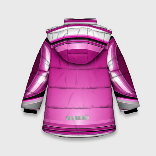 Зимняя куртка для девочек 3D с принтом Розовый выпуклый фон, вид сзади #1