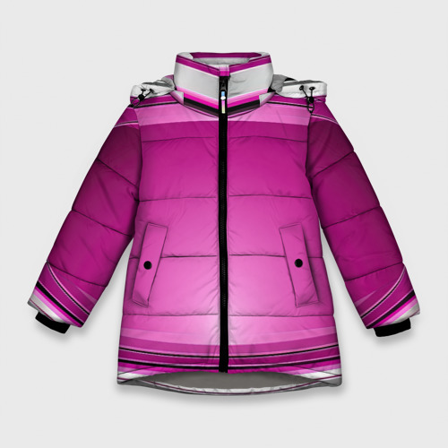 Зимняя куртка для девочек 3D с принтом Розовый выпуклый фон, вид спереди #2