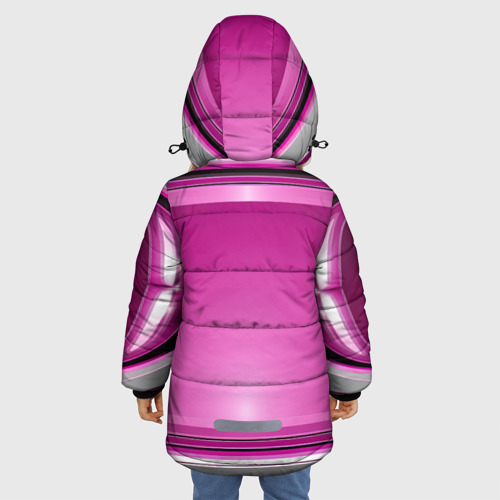 Зимняя куртка для девочек 3D с принтом Розовый выпуклый фон, вид сзади #2