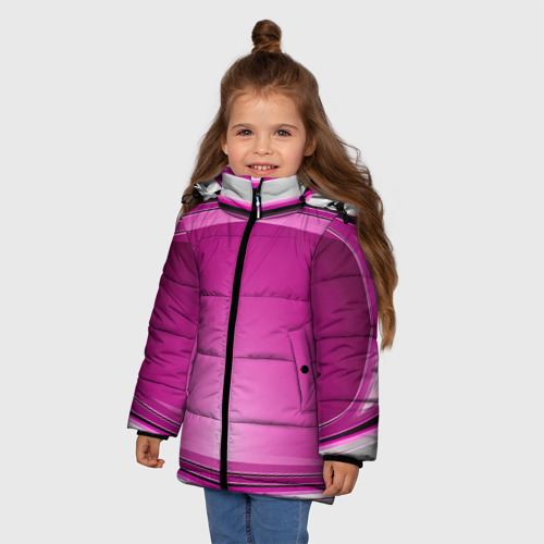 Зимняя куртка для девочек 3D с принтом Розовый выпуклый фон, фото на моделе #1