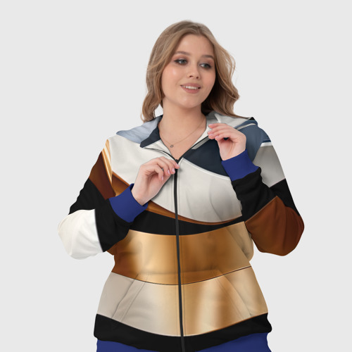 Женский костюм 3D Золотистые вставки абстракции, цвет синий - фото 7