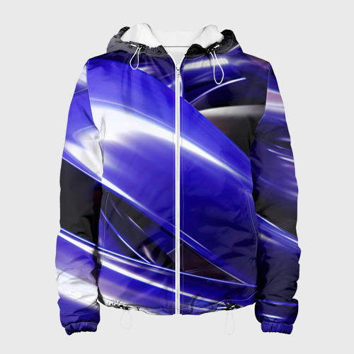 Женская куртка 3D Blue  black abstract, цвет белый