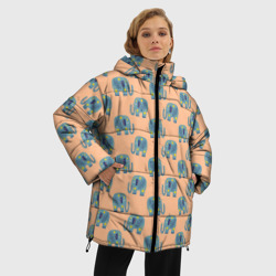 Женская зимняя куртка Oversize Слоники в звездах - фото 2