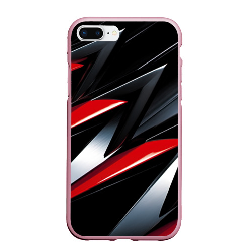 Чехол для iPhone 7Plus/8 Plus матовый с принтом Red black  abstract, вид спереди #2