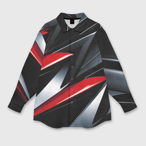 Мужская рубашка oversize 3D с принтом Red black  abstract, вид спереди #2