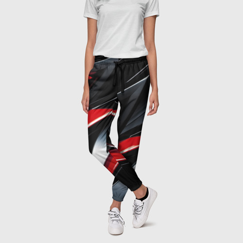 Женские брюки 3D с принтом Red black  abstract, фото на моделе #1