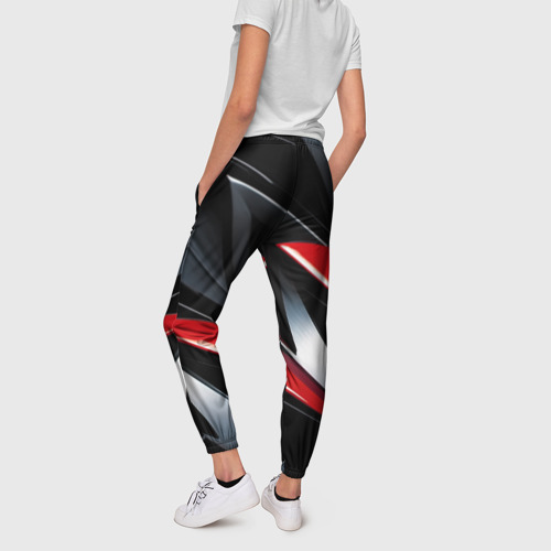 Женские брюки 3D с принтом Red black  abstract, вид сзади #2